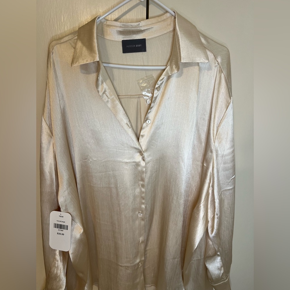 Hudson Gray Button Up Ivory Blouse size Large